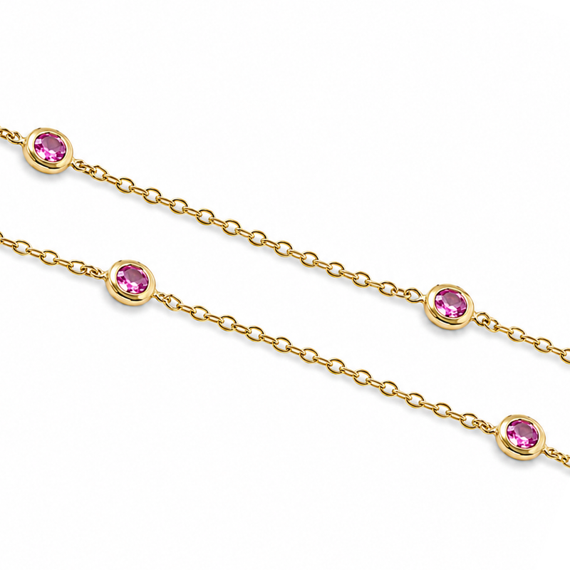 Pink Sapphire Bezel Necklace 70422