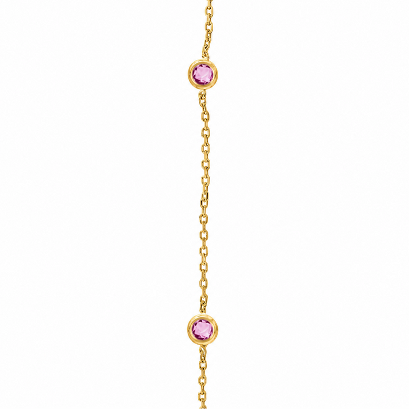 Pink Sapphire Bezel Necklace 70422