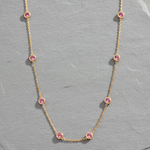 Pink Sapphire Bezel Necklace 70422