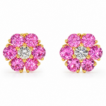 Pink Sapphire Diamond Flower Earrings 66856