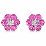 Pink Sapphire Diamond Flower Earrings 66856