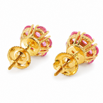 Pink Sapphire Diamond Flower Earrings 66856