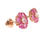 Large Cherry Blossom Sapphire Diamond Flower Earrings 66788