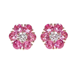 Large Cherry Blossom Sapphire Diamond Flower Earrings 66788