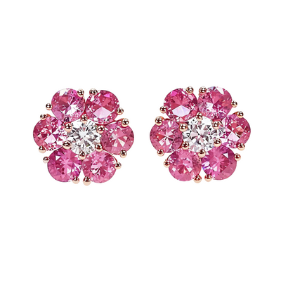 Large Cherry Blossom Sapphire Diamond Flower Earrings 66788
