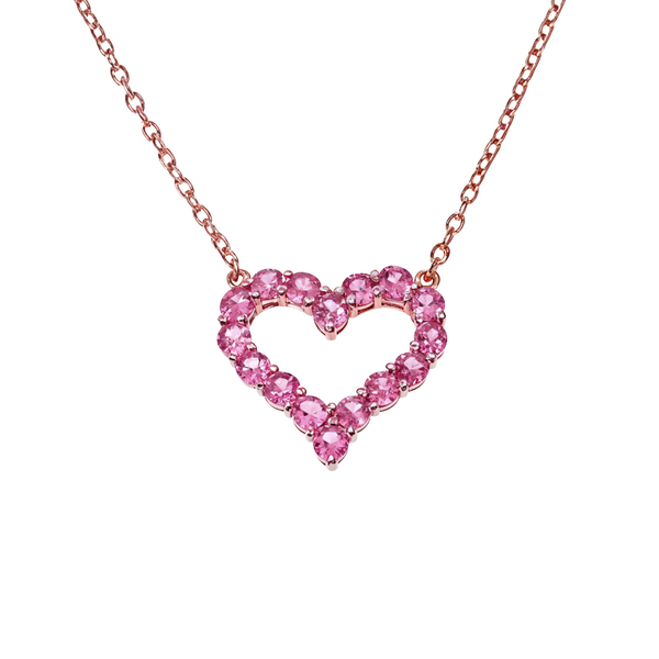 Pink Sapphire Heart Necklace 67486 | TraxNYC