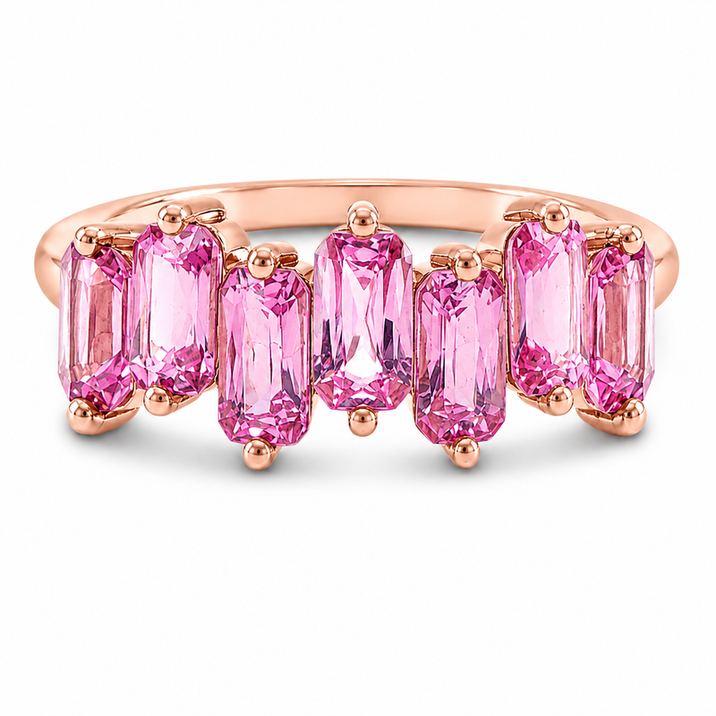 Pink Sapphire Skyline Baguette Ring 71760