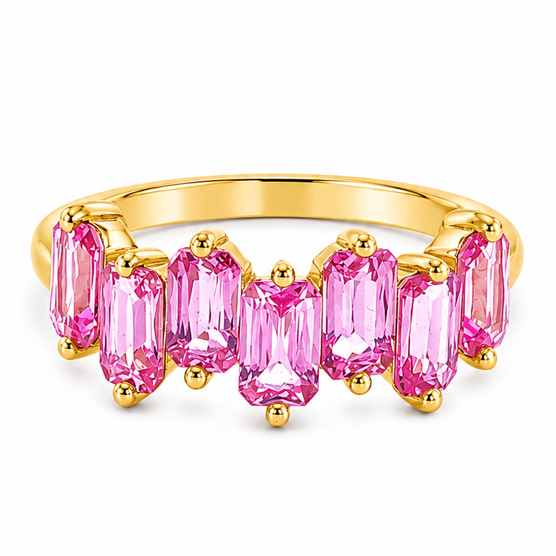 Pink Sapphire Skyline Baguette Ring 71760