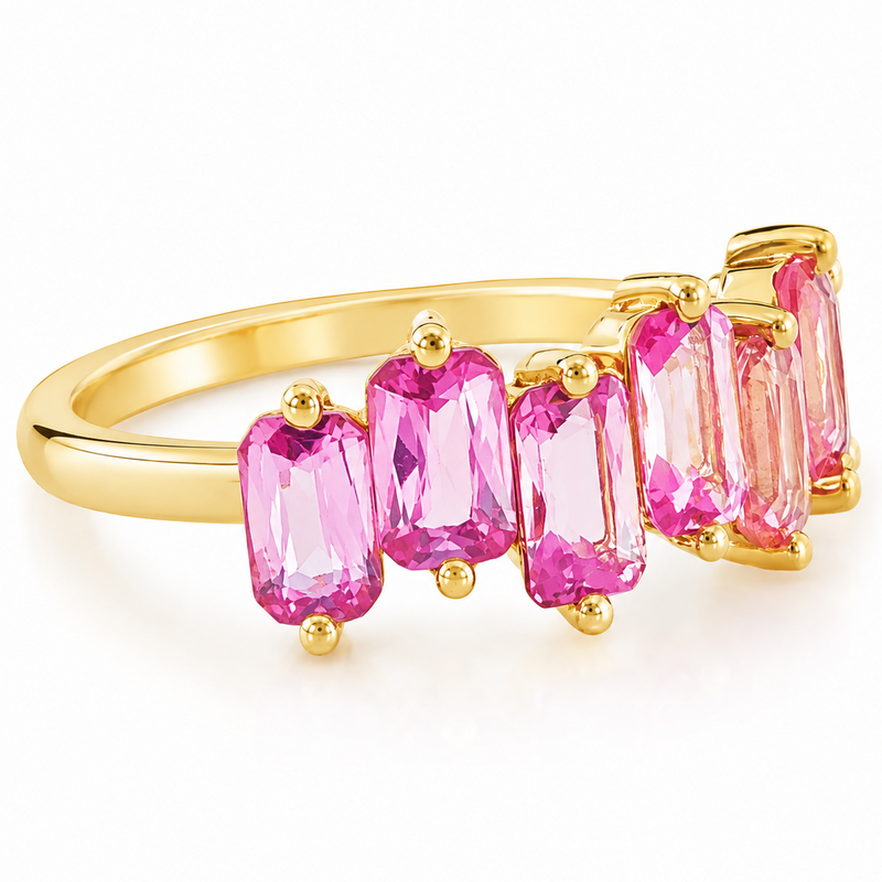 Pink Sapphire Skyline Baguette Ring 71760