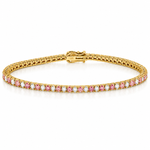 Pink & White Rotated Diamond Tennis Bracelet 71615