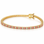 Pink & White Rotated Diamond Tennis Bracelet 71615