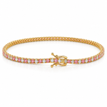 Pink & White Rotated Diamond Tennis Bracelet 71615