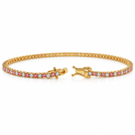 Pink & White Rotated Diamond Tennis Bracelet 71615