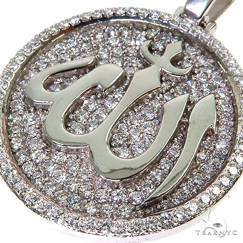 Platinum Custom Diamond Allah Islam Pendant 67552 - Image 3