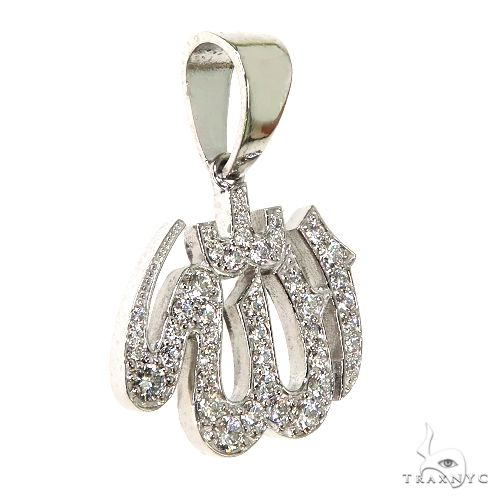 Platinum Diamond Allah Islam Religious Charm Pendant, photo 2 of 6