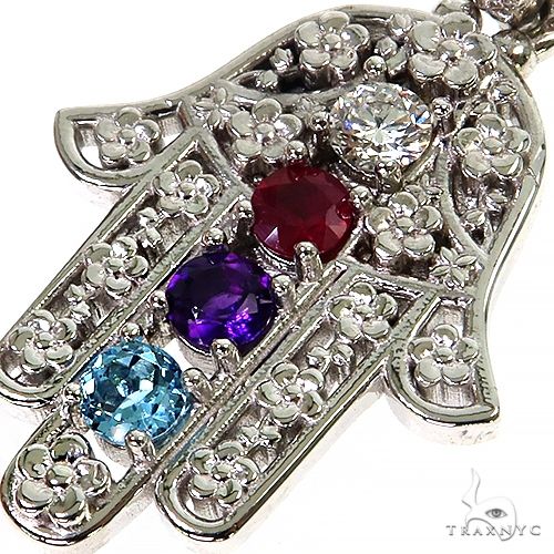Platinum Hamsa Birthstone Pendant, photo 3 of 6