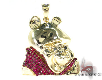 Custom Winnie the Pooh pendant in high-polish 10k yellow gold – front-facing detailed figure view
