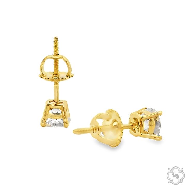 14K Gold 1 Ctw Portuguese-Cut Diamond Studs (Lab), photo 3 of 5
