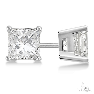 Princess Diamond Stud Earrings 14kt White Gold H-I, SI2-SI3 57460 - Image 1