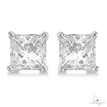 Princess Diamond Stud Earrings 14kt White Gold H-I, SI2-SI3 57460 - Image 2