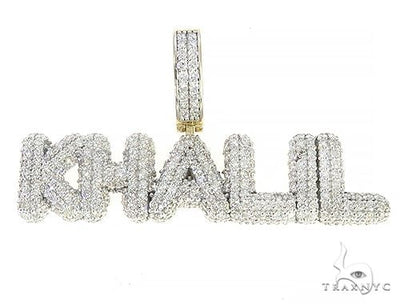 Special Custom Yellow Gold Ice Out Diamonds Name Khali Pendant 65257 - Image 1