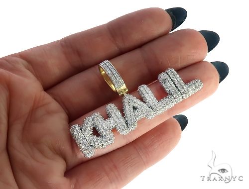 Special Custom Yellow Gold Ice Out Diamonds Name Khali Pendant 65257 - Image 5