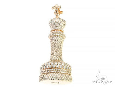 14K Yellow Gold Chess Piece Dimond Pendant 65743 - Image 1