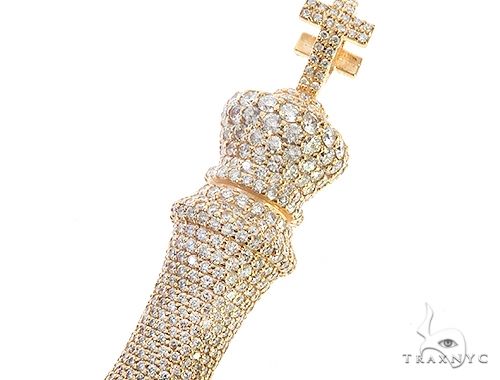 14K Yellow Gold Chess Piece Dimond Pendant 65743 - Image 3