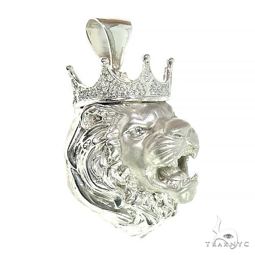 .925 Silver Diamond Lion Head Pendant 66464 - Image 2