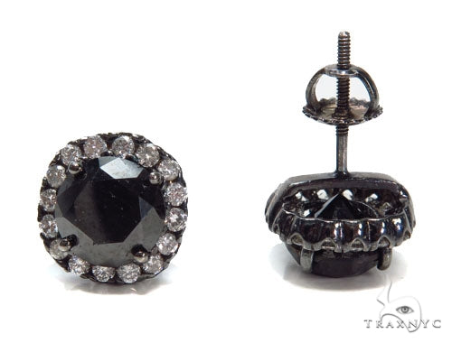 14K Gold Prong Black Diamond Earrings, photo 3 of 5