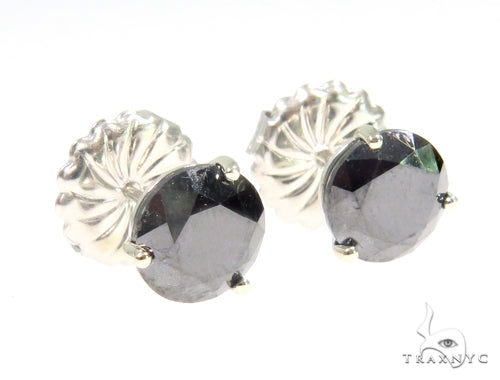 Prong Black Diamond Stud Earrings 44528 - Image 2