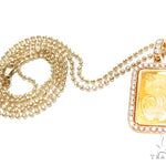 Prong Diamond 24k Gold Pendant Bar Moon Cut Chain 42206 - Image 2