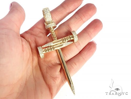 14K Gold Prong Diamond Nail Cross, photo 5 of 7