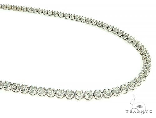 Iced diamond chain in 14k white gold – 4mm assorted link construction, 24-inch length, full diamond coverage