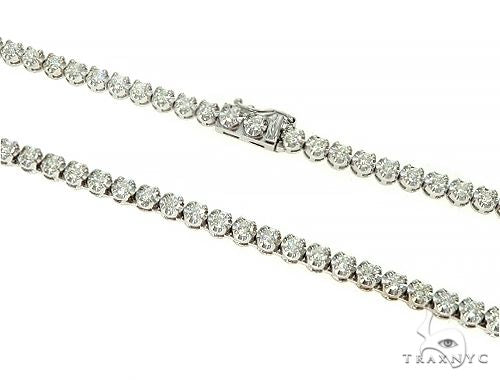 White 24-inch diamond iced link chain, 4mm men's necklace with brilliant stones