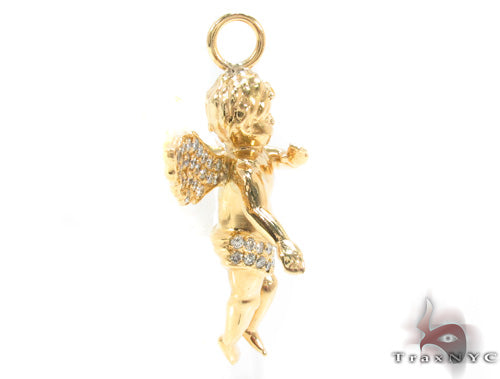 14K Gold Prong Diamond Angel Pendant 36459 - Image 4