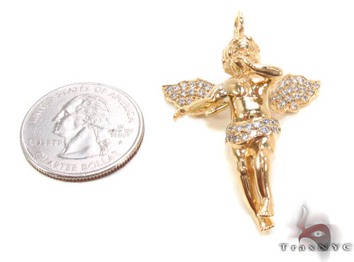 14K Gold Prong Diamond Angel Pendant 36459 - Image 6