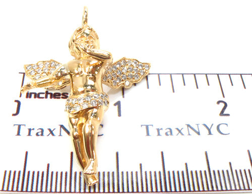 14K Gold Prong Diamond Angel Pendant 36459 - Image 9