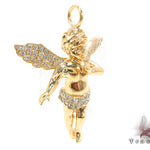 18K Gold Prong Diamond Angel Pendant 34693 - Image 2