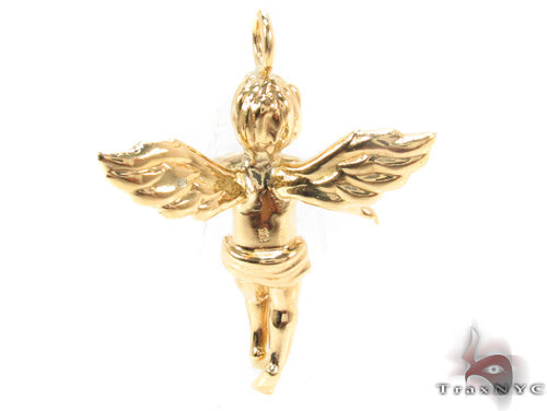 18K Gold Prong Diamond Angel Pendant 34693 - Image 5