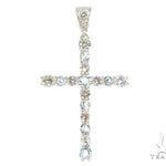 Prong Diamond Aquamarine Cross 44532 - Image 1