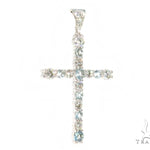 Prong Diamond Aquamarine Cross 44532 - Image 2