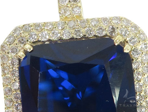 14K Gold Prong Diamond Blue Fancy Pendant, photo 3 of 8