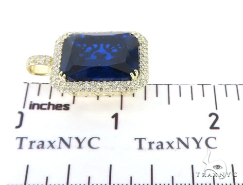 14K Gold Prong Diamond Blue Fancy Pendant, photo 8 of 8