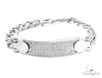 Men's ID-style bracelet with prong-set round diamonds along its length