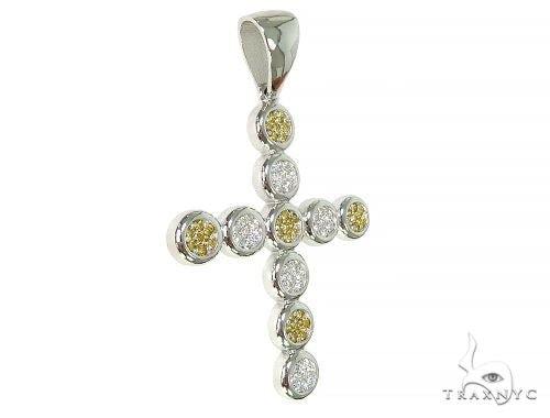 14K Gold Prong Diamond Canary Cross Pendant, photo 2 of 7