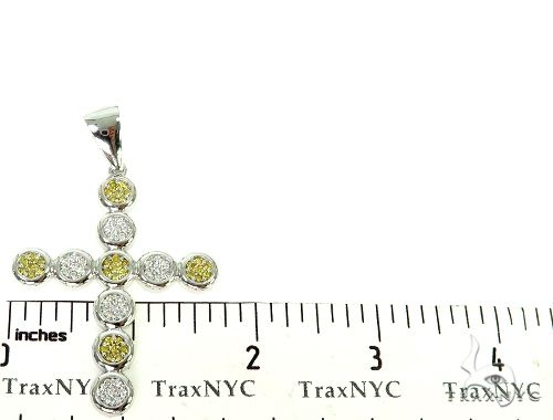 14K Gold Prong Diamond Canary Cross Pendant, photo 6 of 7