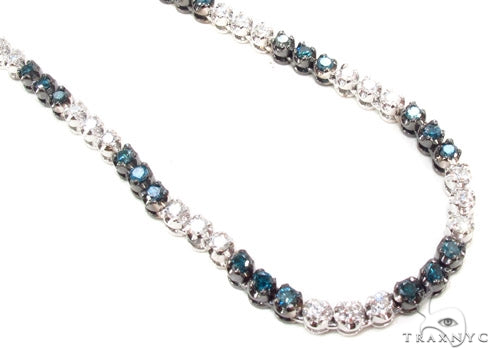 Polished 14K white gold diamond chain, 40 in, 4 mm links