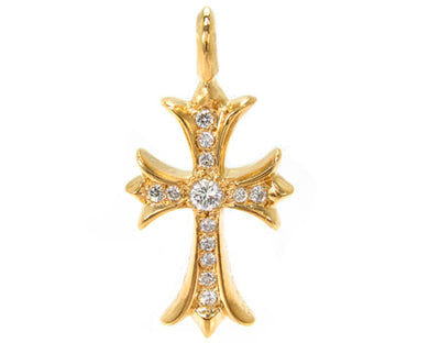 22K Gold Diamond Cross Pendant