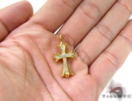 22K Gold Diamond Cross Pendant, photo 6 of 8